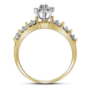 Radiant Sparkle: 10kt Yellow Gold Diamond Marquise Cluster Ring - Splendid Jewellery