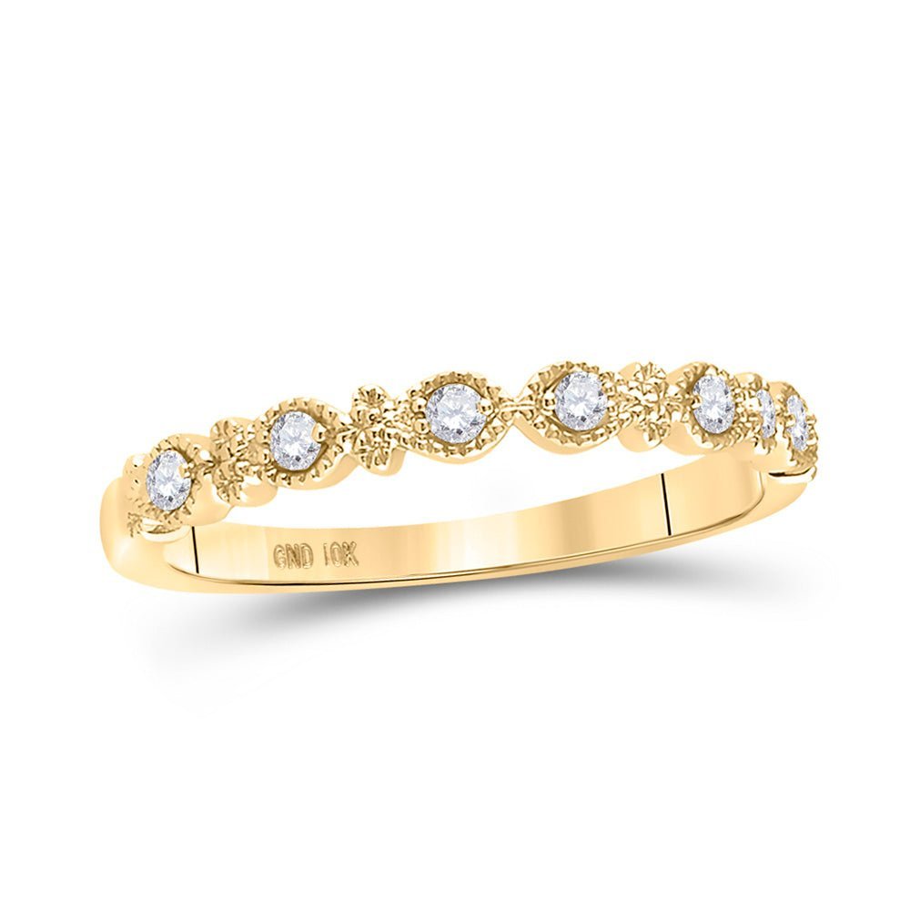 Radiant Sparkle: 10kt Yellow Gold Diamond Stackable Band Ring 1/10 Cttw - Splendid Jewellery