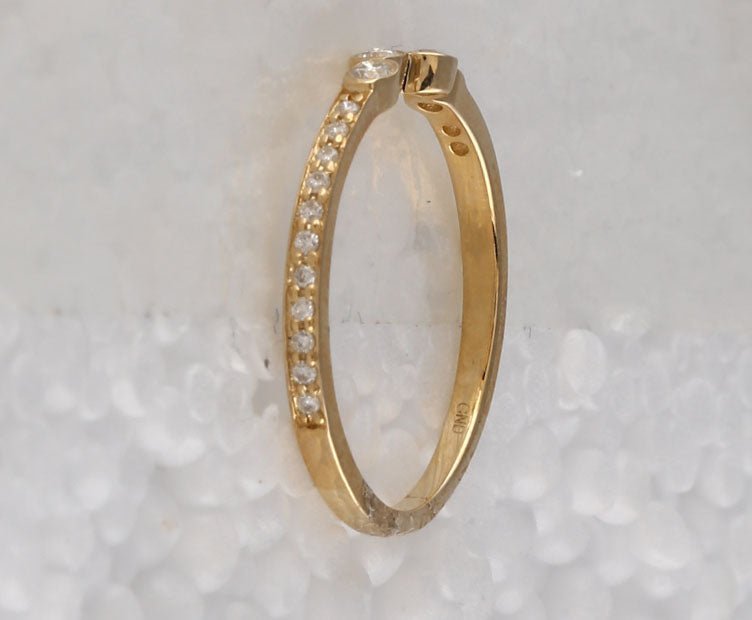 Radiant Sparkle: 10kt Yellow Gold Diamond Stacking Band Ring - Splendid Jewellery