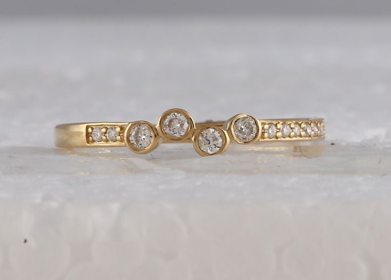 Radiant Sparkle: 10kt Yellow Gold Diamond Stacking Band Ring - Splendid Jewellery