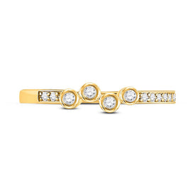 Radiant Sparkle: 10kt Yellow Gold Diamond Stacking Band Ring - Top View