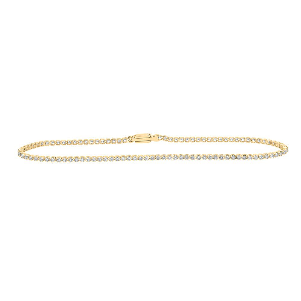 Radiant Sparkle: 10kt Yellow Gold Round Diamond Tennis Bracelet - 1 - 1/5 Cttw - Splendid Jewellery