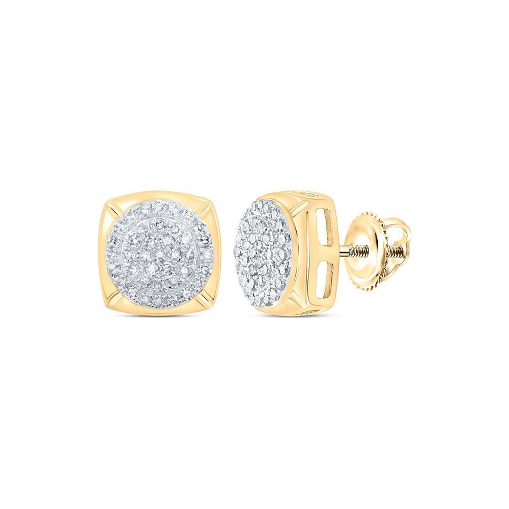 Radiant Sparkle: 10kt Yellow Gold Womens Round Diamond Cluster Earrings 1/4 Cttw - Splendid Jewellery
