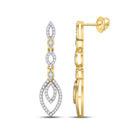 Radiant Sparkle: 10kt Yellow Gold Womens Round Diamond Dangle Earrings 1/3 Cttw - Splendid Jewellery