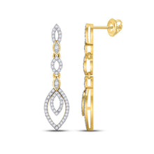 Load image into Gallery viewer, Radiant Sparkle: 10kt Yellow Gold Womens Round Diamond Dangle Earrings 1/3 Cttw - Splendid Jewellery