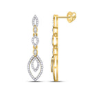 Radiant Sparkle: 10kt Yellow Gold Womens Round Diamond Dangle Earrings 1/3 Cttw - Splendid Jewellery