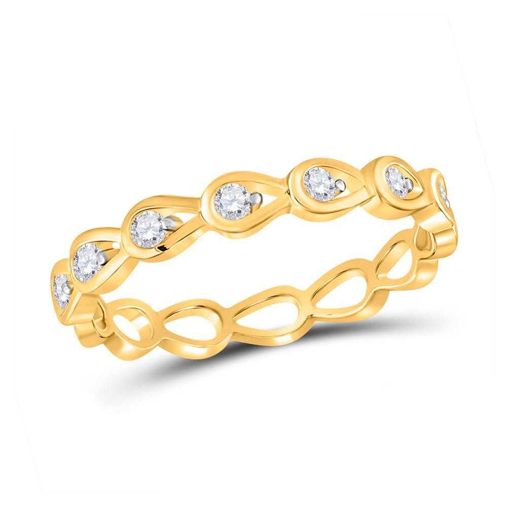 Radiant Sparkle: 10kt Yellow Gold Womens Round Diamond Stackable Band Ring 1/5 Cttw - Splendid Jewellery