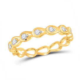 Radiant Sparkle: 10kt Yellow Gold Womens Round Diamond Stackable Band Ring 1/5 Cttw - Splendid Jewellery