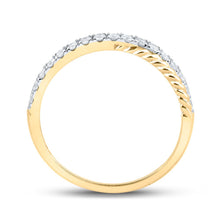Load image into Gallery viewer, Radiant Sparkle: 10kt Yellow Gold Womens Round Diamond Stackable Band Ring - Side View