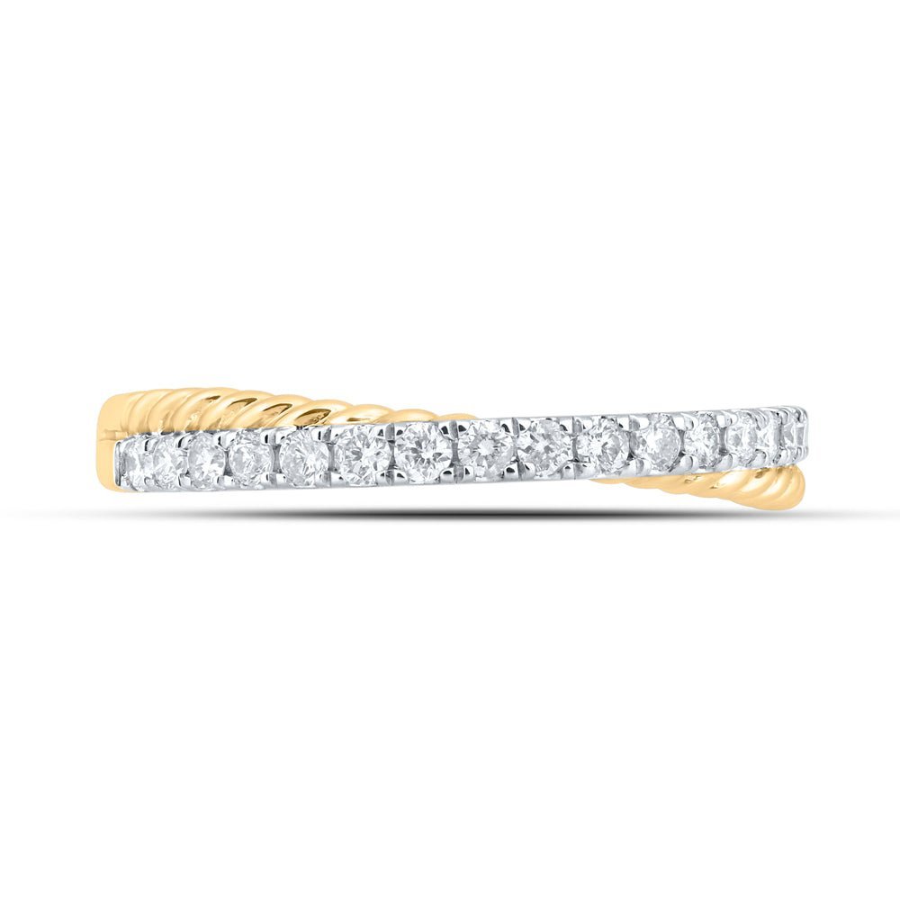 Radiant Sparkle: 10kt Yellow Gold Womens Round Diamond Stackable Band Ring - Splendid Jewellery