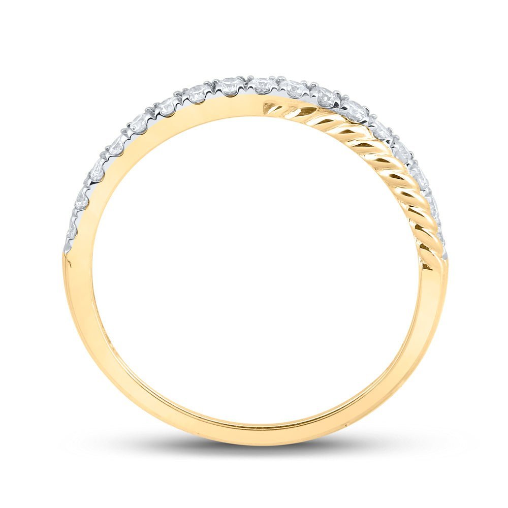 Radiant Sparkle: 10kt Yellow Gold Womens Round Diamond Stackable Band Ring - Splendid Jewellery