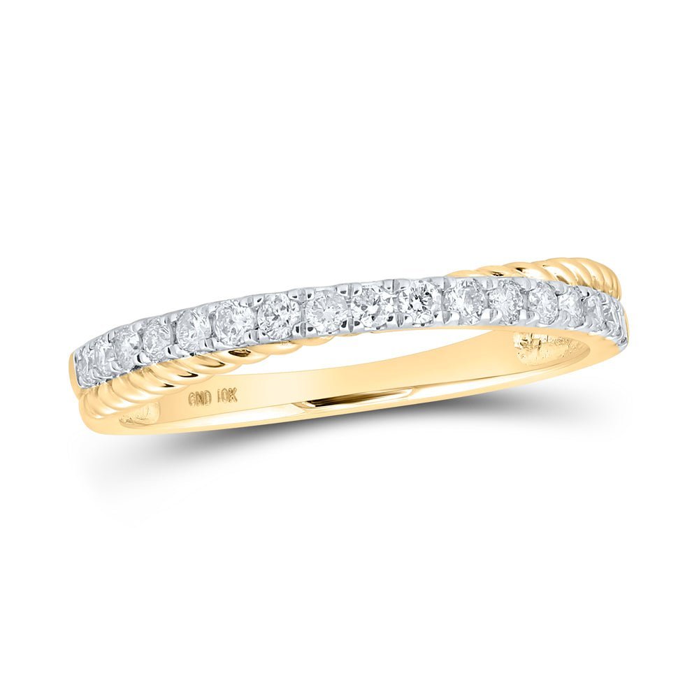 Radiant Sparkle: 10kt Yellow Gold Womens Round Diamond Stackable Band Ring - Splendid Jewellery