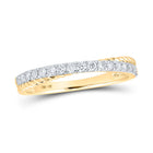 Radiant Sparkle: 10kt Yellow Gold Womens Round Diamond Stackable Band Ring - Top View
