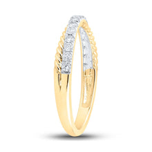 Load image into Gallery viewer, Radiant Sparkle: 10kt Yellow Gold Womens Round Diamond Stackable Band Ring - Second Side View
