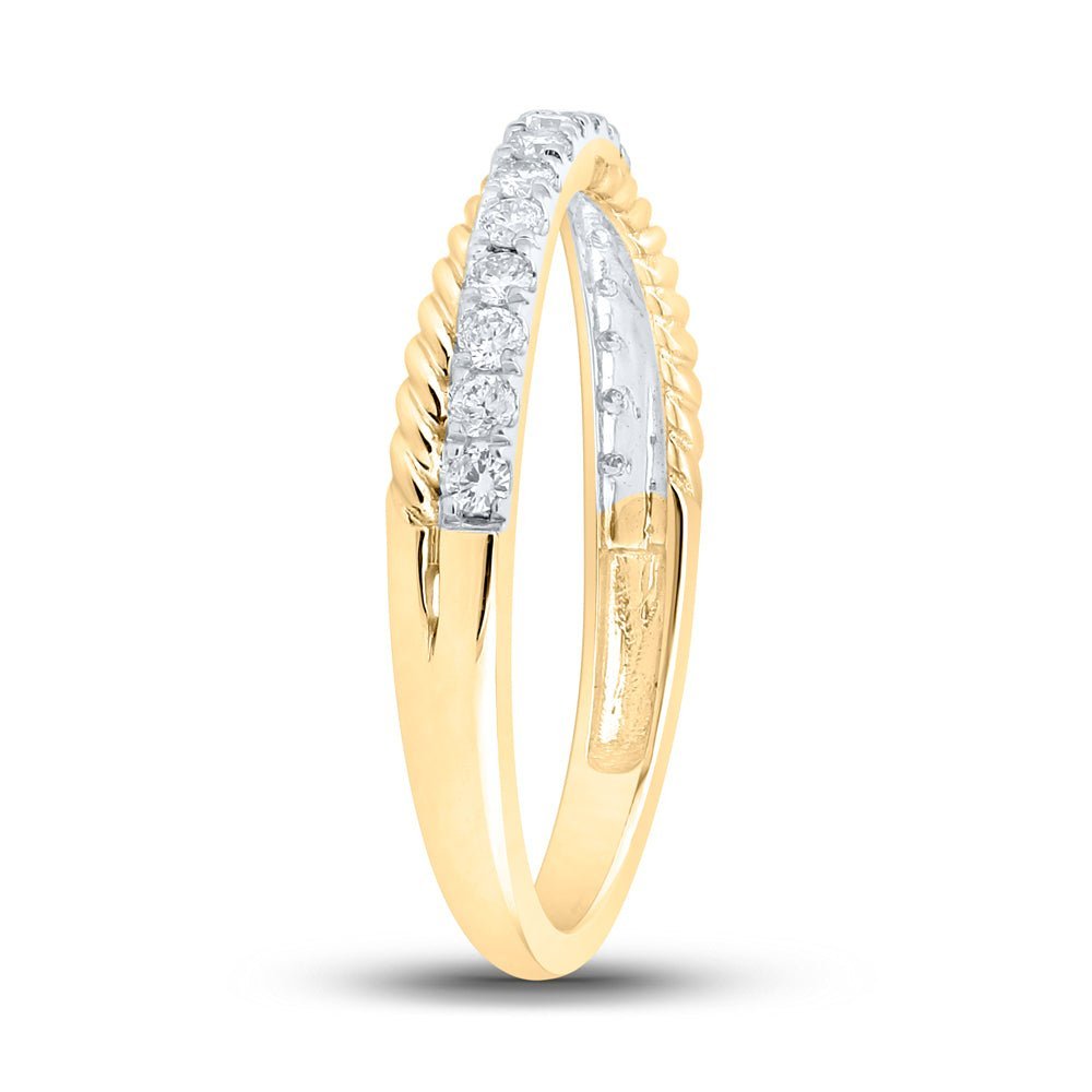 Radiant Sparkle: 10kt Yellow Gold Womens Round Diamond Stackable Band Ring - Splendid Jewellery