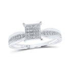 Radiant Sparkle Diamond Cluster Ring | 10kt White Gold Womens Round Diamond Square Ring 1/10 Cttw - Splendid Jewellery