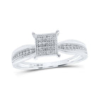 Radiant Sparkle Diamond Cluster Ring | 10kt White Gold Womens Round Diamond Square Ring 1/10 Cttw - Splendid Jewellery