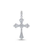 Radiant Sparkle Diamond Cross Pendant | 10kt White Gold Women's Round Diamond Cross Pendant 1/5 Cttw | Splendid Jewellery - Splendid Jewellery