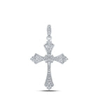 Radiant Sparkle Diamond Cross Pendant | 10kt White Gold Women's Round Diamond Cross Pendant 1/5 Cttw | Splendid Jewellery - Splendid Jewellery