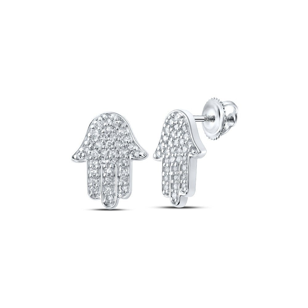 Radiant Spirit 10kt White Gold Diamond Hamsa Earrings - Splendid Jewellery