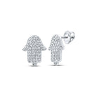 Radiant Spirit 10kt White Gold Diamond Hamsa Earrings - Splendid Jewellery
