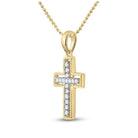 Radiant Spirit: 10kt Yellow Gold Diamond Cross Pendant - Splendid Jewellery
