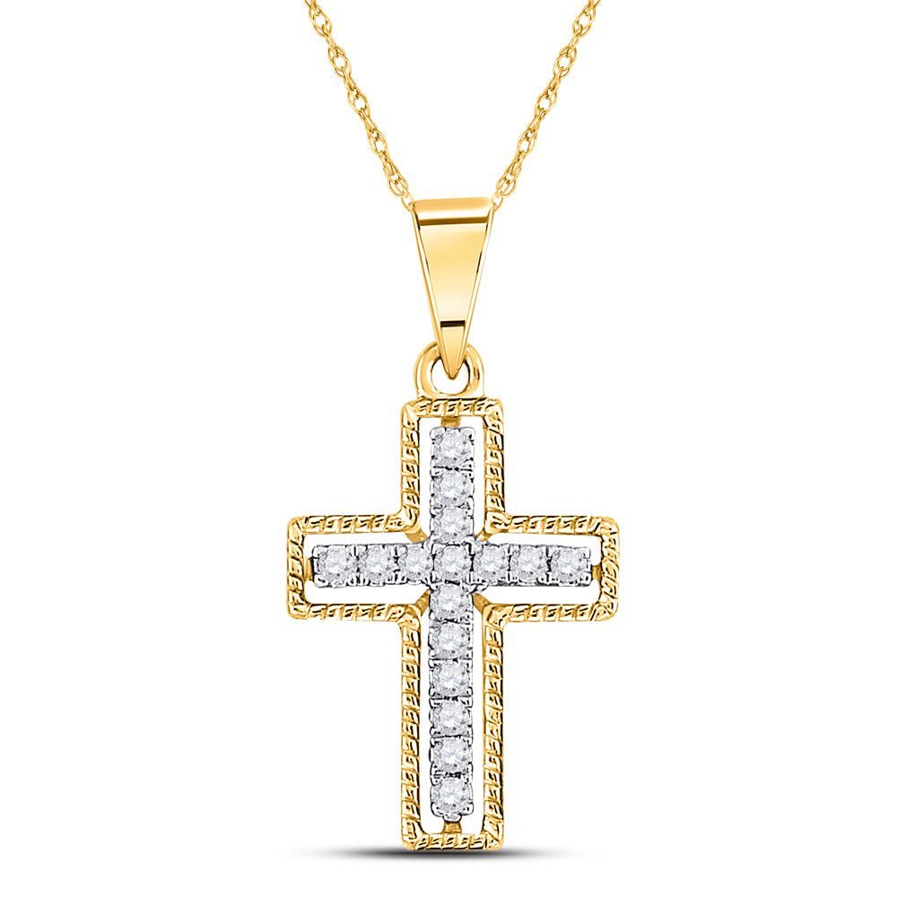 Radiant Spirit: 10kt Yellow Gold Diamond Cross Pendant - Splendid Jewellery