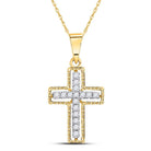 Radiant Spirit: 10kt Yellow Gold Diamond Cross Pendant - Splendid Jewellery
