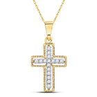 Radiant Spirit: 10kt Yellow Gold Diamond Cross Pendant - Splendid Jewellery
