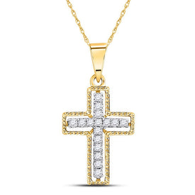 Radiant Spirit: 10kt Yellow Gold Diamond Cross Pendant - Splendid Jewellery