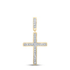 Radiant Spirit: 10kt Yellow Gold Womens Round Diamond Cross Pendant 1/5 Cttw - Splendid Jewellery