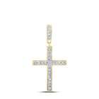 Radiant Spirit: 10kt Yellow Gold Womens Round Diamond Cross Pendant 1/5 Cttw - Splendid Jewellery