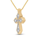 Radiant Spirit: 10kt Yellow Gold Womens Round Diamond Small Cross Pendant - Splendid Jewellery