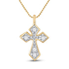 Radiant Spirit: 10kt Yellow Gold Womens Round Diamond Small Cross Pendant product  Top View from Splendid Jewellery