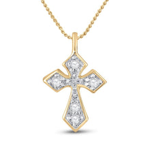 Load image into Gallery viewer, Radiant Spirit: 10kt Yellow Gold Womens Round Diamond Small Cross Pendant - Splendid Jewellery