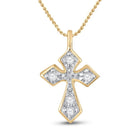 Radiant Spirit: 10kt Yellow Gold Womens Round Diamond Small Cross Pendant - Splendid Jewellery