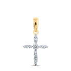 Radiant Spirit Diamond Cross Pendant | 10kt Yellow Gold Womens Round Diamond Cross Pendant 1/10 Cttw | Splendid Jewellery - Splendid Jewellery