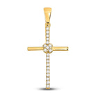 Radiant Spirit Diamond Cross Pendant | 10kt Yellow Gold Womens Round Diamond Cross Pendant 1/12 Cttw - Splendid Jewellery