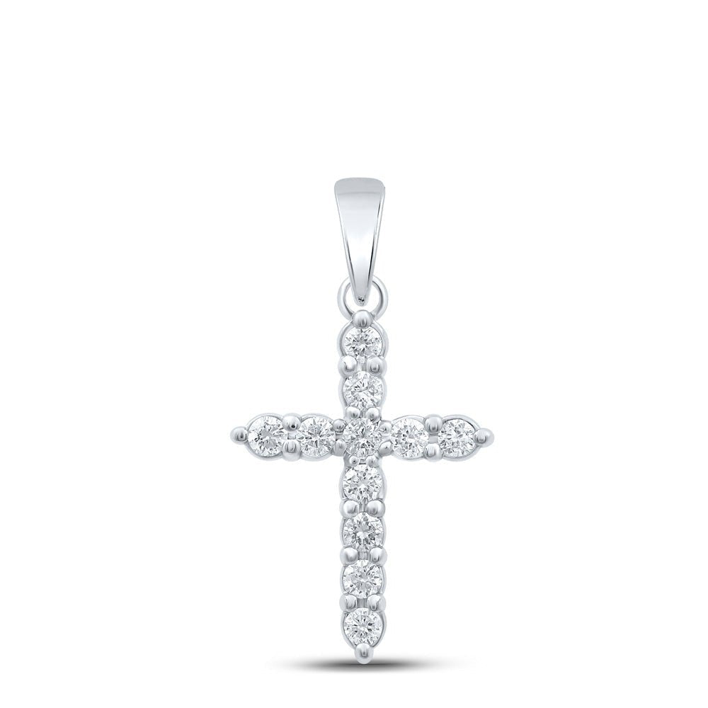 Radiant Splendor: 10kt White Gold Diamond Cross Pendant - Splendid Jewellery