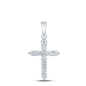 Radiant Splendor: 10kt White Gold Diamond Cross Pendant - Splendid Jewellery
