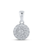 Radiant Splendor: 10kt White Gold Womens Round Diamond Cluster Pendant 1/4 Cttw - Splendid Jewellery