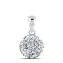 Load image into Gallery viewer, Radiant Splendor: 10kt White Gold Womens Round Diamond Cluster Pendant 1/4 Cttw - Splendid Jewellery