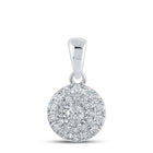 Radiant Splendor: 10kt White Gold Womens Round Diamond Cluster Pendant 1/4 Cttw - Splendid Jewellery