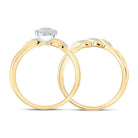 Radiant Splendor: 10kt Yellow Gold Round Diamond Halo Bridal Wedding Ring Band Set 1/6 Cttw - Splendid Jewellery