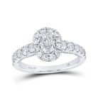 Radiant Splendor: 14kt White Gold Oval Diamond Halo Bridal Wedding Engagement Ring - Splendid Jewellery
