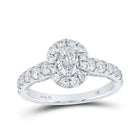 Radiant Splendor: 14kt White Gold Oval Diamond Halo Bridal Wedding Engagement Ring - Splendid Jewellery