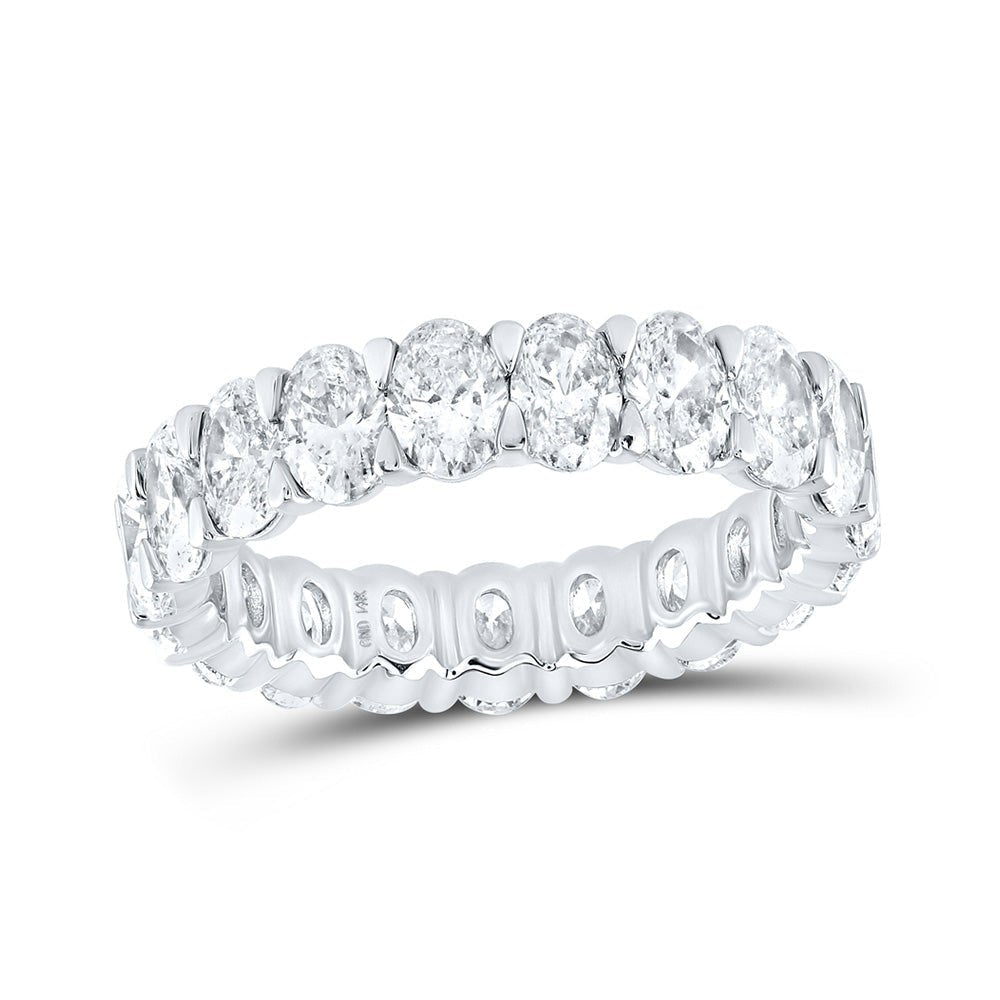 Radiant Splendor: 14kt White Gold Womens Oval Diamond Eternity Wedding Band - Splendid Jewellery