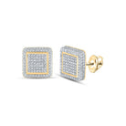 Radiant Square Diamond Earrings in 10kt Yellow Gold - Splendid Jewellery