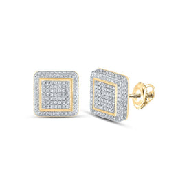 Radiant Square Diamond Earrings in 10kt Yellow Gold - Splendid Jewellery