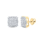 Radiant Square Diamond Earrings in 10kt Yellow Gold - Splendid Jewellery